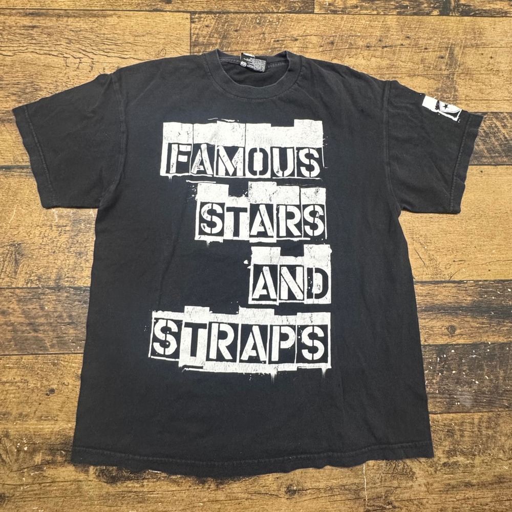 Famous Stars and Straps‎ Mens Black Graphic T Shirt Size Large